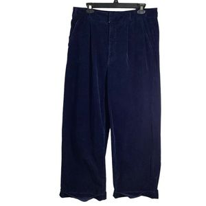 Mother The Big League Prep Cuff Heel in Blue Print Pants Corduroy